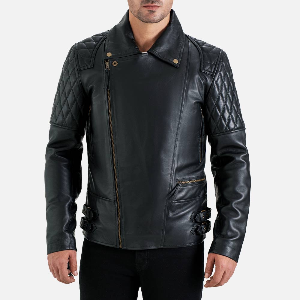 Bari Black Biker Leather Jacket - image 3