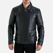 Bari Black Biker Leather Jacket - image 3