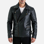 Bari Black Biker Leather Jacket - image 1
