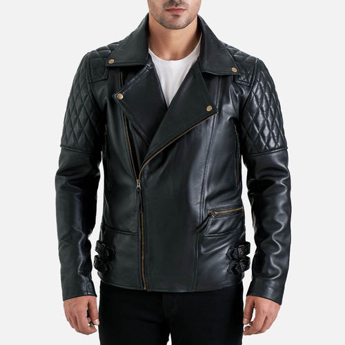 Bari Black Biker Leather Jacket - image 1