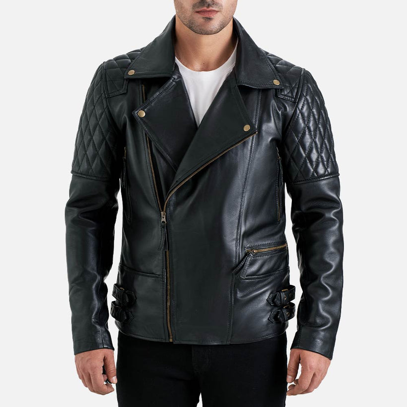 Bari Black Biker Leather Jacket - image 1