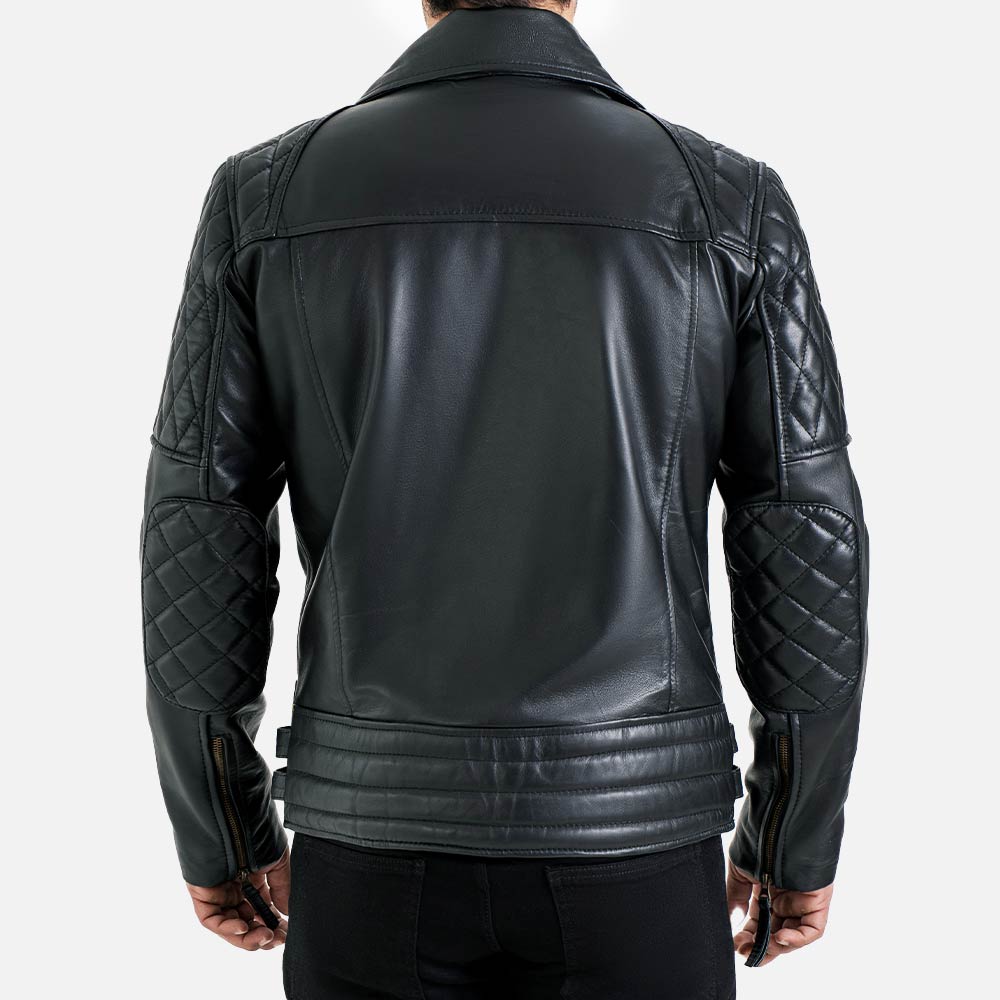 Bari Black Biker Leather Jacket - image 4