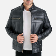 Cagliari Black Biker Leather Jacket - image 2