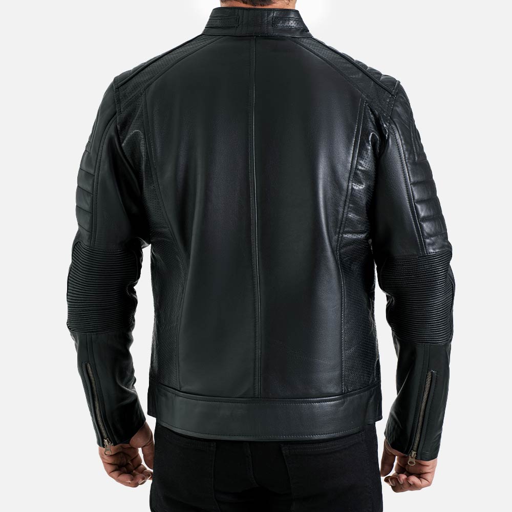 Cagliari Black Biker Leather Jacket - image 4