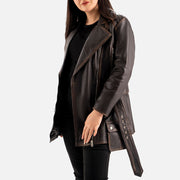 Lecce Distressed Leather Trench Coat