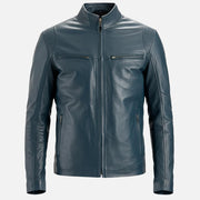 Firenze Blue Leather Biker Jacket - image 9