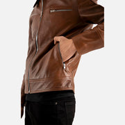 Calabria Brown Leather Biker Jacket - image 9
