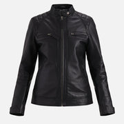 Marmolada Quilted Black Leather Biker Jacket