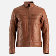 Cagliari Brown Biker Leather Jacket - image 10
