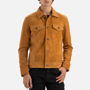 Napoli Tan Suede Leather Trucker Jacket - image 6