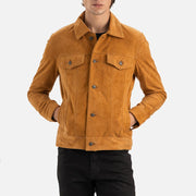 Napoli Tan Suede Leather Trucker Jacket - image 7