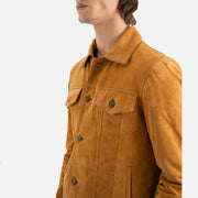 Napoli Tan Suede Leather Trucker Jacket - image 9