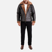 Merano Brown Real Shearling Bomber Jacket - image 7