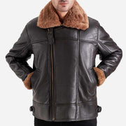 Merano Brown Real Shearling Bomber Jacket - image 5