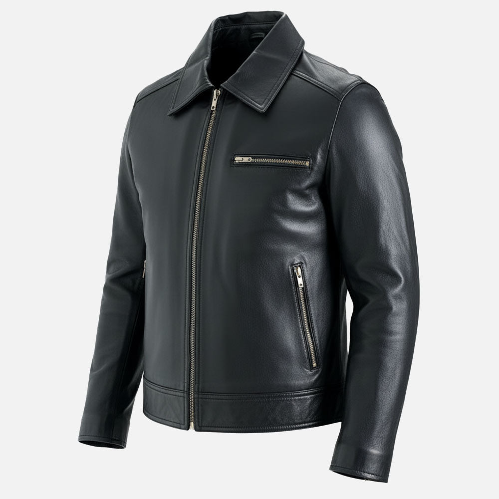 Calabria Black Leather Biker Jacket - image 6