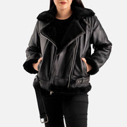 Brivido Black Real Shearling Bomber Jacket