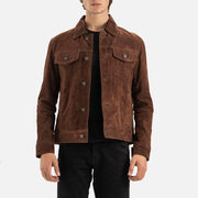 Napoli Brown Suede Leather Trucker Jacket - image 5