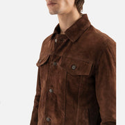 Napoli Brown Suede Leather Trucker Jacket - image 6
