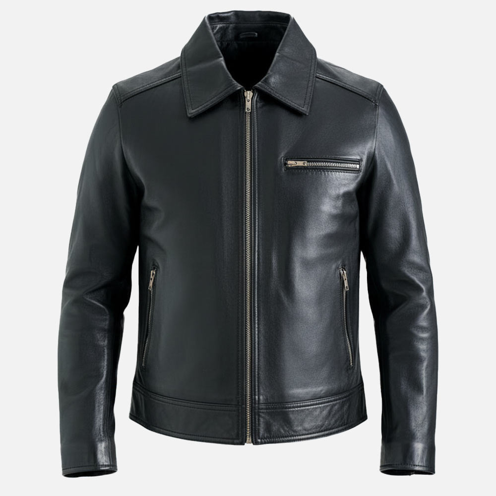 Calabria Black Leather Biker Jacket - image 5