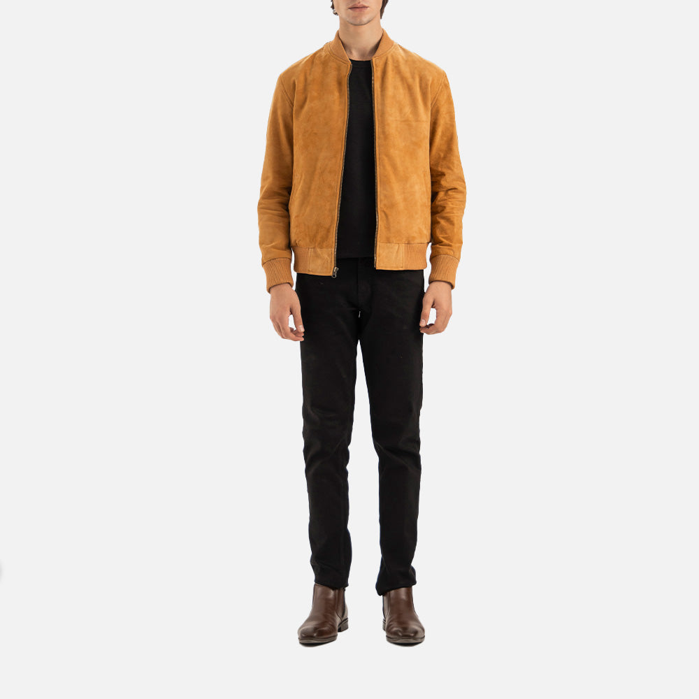 Ortisei Tan Suede Bomber Jacket - image 10
