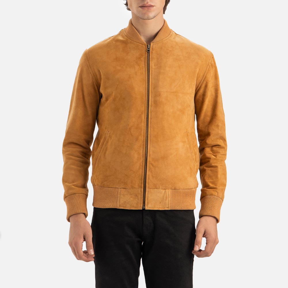 Ortisei Tan Suede Bomber Jacket - image 5