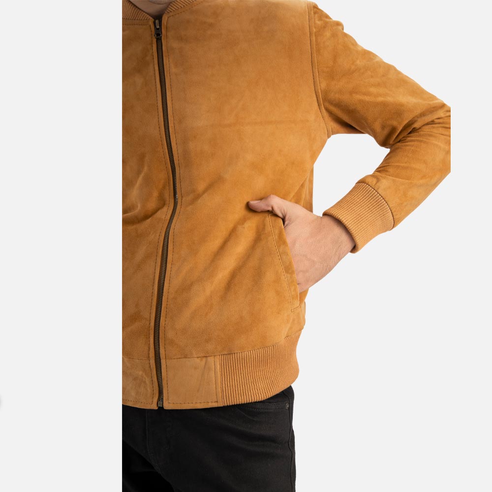Ortisei Tan Suede Bomber Jacket - image 8