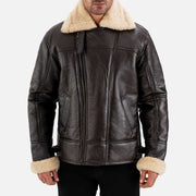 Merano Brown & White Real Shearling Bomber Jacket - image 3