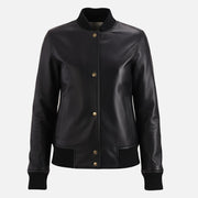 Catania Black Leather Bomber Jacket