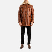 Monte Rosa Distressed Tan Real Shearling Bomber Coat - image 8