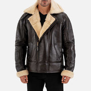 Merano Brown & White Real Shearling Bomber Jacket - image 1