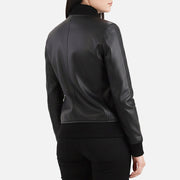 Catania Black Leather Bomber Jacket