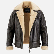 Merano Brown & White Real Shearling Bomber Jacket - image 6