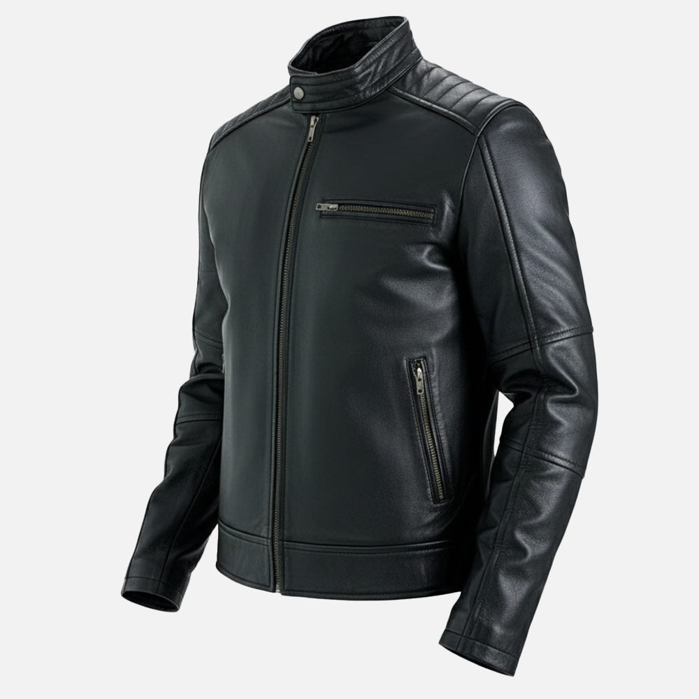 Puglia Black Leather Biker Jacket - image 7