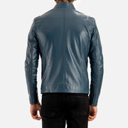 Firenze Blue Leather Biker Jacket - image 6