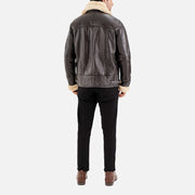 Merano Brown & White Real Shearling Bomber Jacket - image 5