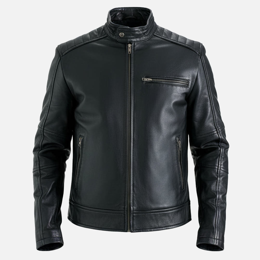 Puglia Black Leather Biker Jacket - image 6