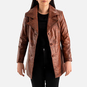 Piuma Nera Brown Leather Trench Coat