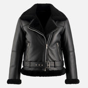 Brivido Black Real Shearling Bomber Jacket