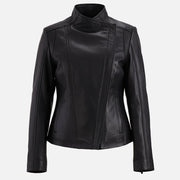 Fiamma Black Leather Biker Jacket