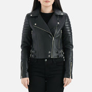 Sorrento Black Leather Biker Jacket