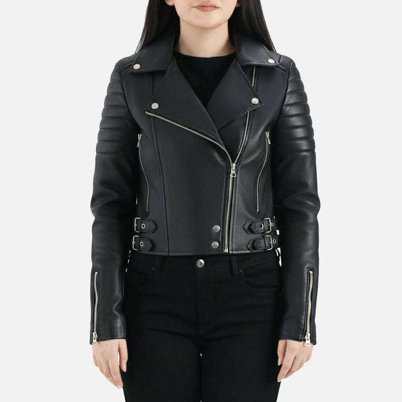 Sorrento Black Leather Biker Jacket