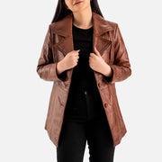 Piuma Nera Brown Leather Trench Coat