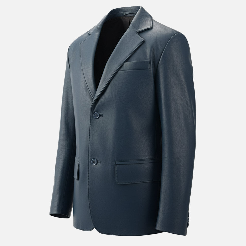 Bolzano Blue Leather Coat - image 7