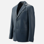 Bolzano Blue Leather Coat - image 7