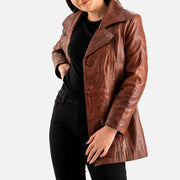 Piuma Nera Brown Leather Trench Coat