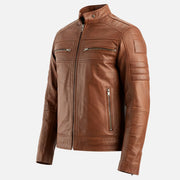 Cagliari Brown Biker Leather Jacket - image 11