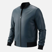 Amalfi Blue Leather Bomber Jacket - image 10