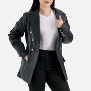 Monte Black Leather Blazer