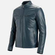 Firenze Blue Leather Biker Jacket - image 10