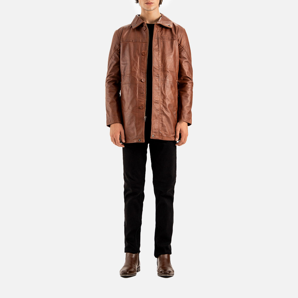 Sardegna Brown Leather Coat - image 10